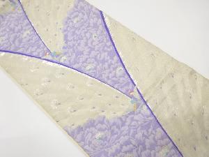 アンティーク　孔雀に牡丹模様織り出し袋帯（材料）